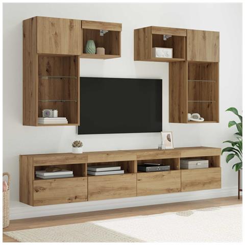 Unità per TV a Muro 6 pcs Legno vecchio 100 x 30 x 40 cm - Foto 2