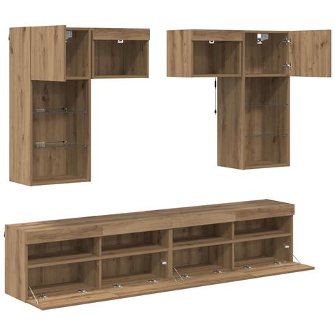 Unità per TV a Muro 6 pcs Legno vecchio 100 x 30 x 40 cm - Foto 9