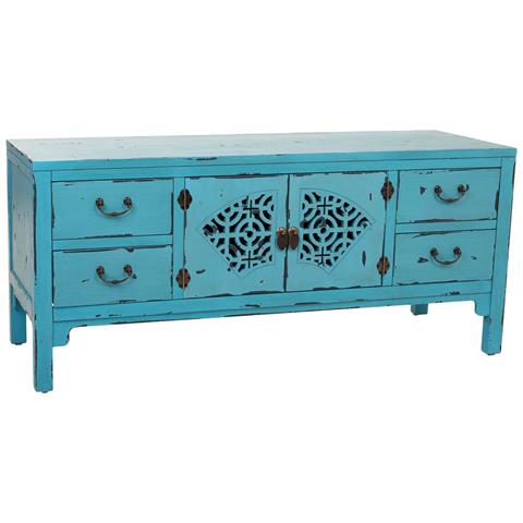 Mobile Basso In Legno Blu 120x40x50 - Foto 1