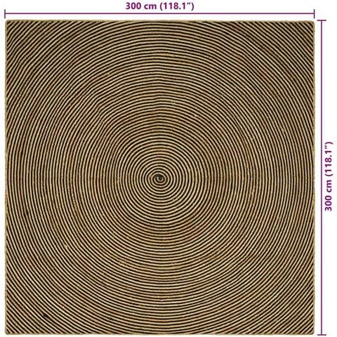 Tappeto Naturale e Nero 300 x 300 cm Juta - Foto 9