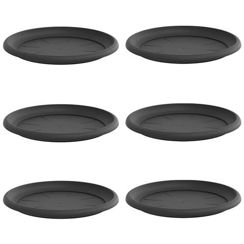 Vassoio Rotondo per Fiori 6 pcs Nero Ø 14 x 2 cm Plastica - Foto 1