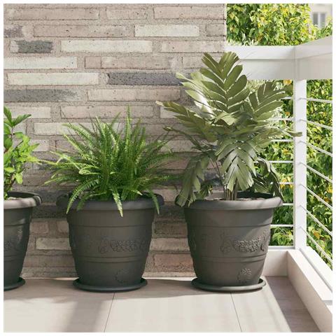 Vassoio Rotondo per Fiori 6 pcs Nero Ø 14 x 2 cm Plastica - Foto 2