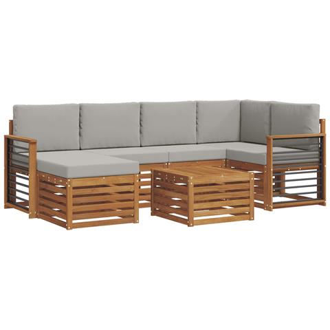 Set divani con cuscino 7 pcs Grigio Naturale e Chiaro - Foto 1