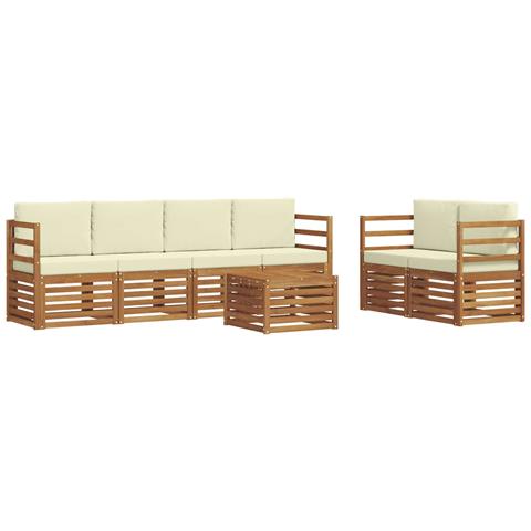 Set divani 7 pcs Naturale e Crema Legno di Acacia Massello - Foto 1