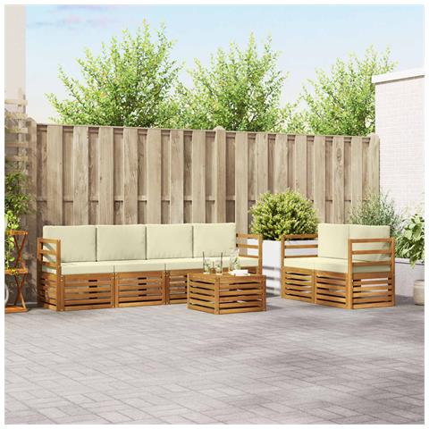 Set divani 7 pcs Naturale e Crema Legno di Acacia Massello - Foto 2