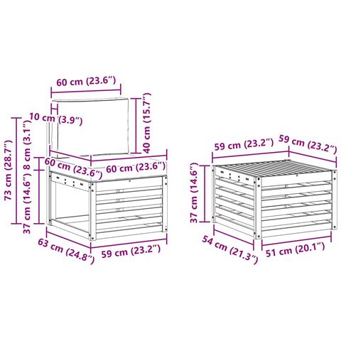 Set di divani da esterno 5 pcs Bianco e Beige Poliestere - Foto 7