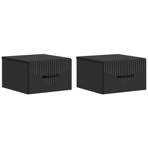 Mobiletto da notte a muro 2 pcs Nero 34,5 x 33 x 20 cm - Foto 1