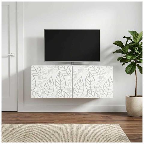 Mobile Porta TV da Muro 98 x 31 cm Bianco Legno ingegnerizzato - Foto 2