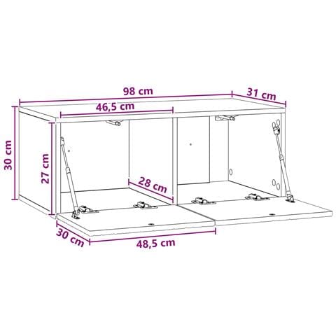 Mobile Porta TV da Muro 98 x 31 cm Bianco Legno ingegnerizzato - Foto 9