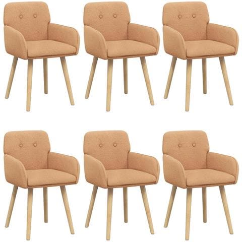 Sedie da pranzo 6 pcs Bouclé Beige 59 x 57 x 85 cm - Foto 1