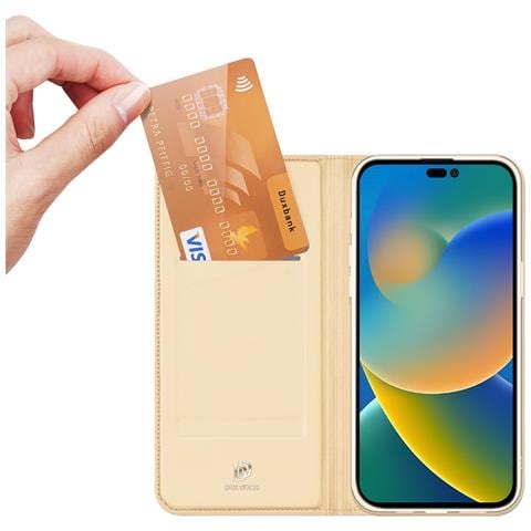 Skin Pro Custodia Con Coperchio Pieghevole Per Iphone 14 Pro Max Oro - Foto 2