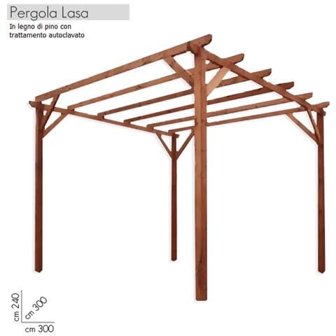 Pergola impregnata in legno di pino per giardino m 3x3 - Foto 4