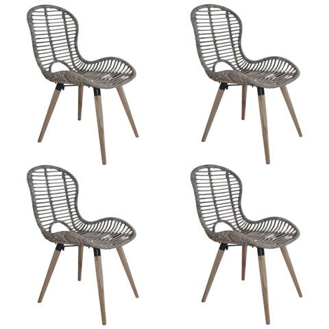 Sedie da Pranzo 4 pz in Rattan Naturale Marrone - Foto 1