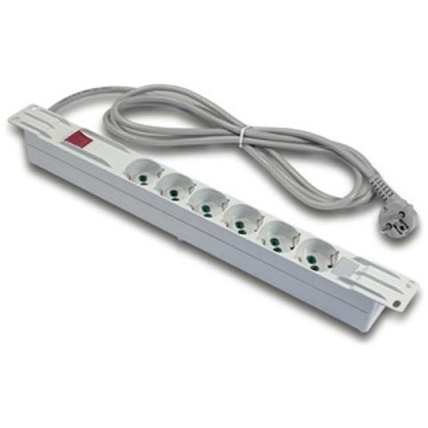 Multipresa 6 Posti Da Rack 19'' Spina Schuko Angolata Cavo 3m Grigio - Foto 1