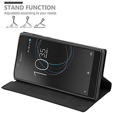 Custodia Compatibile Con Sony Xperia L1 In Nero Di Notte - Coperchio Protettiva Con Chiusura Magnetica, Funzione Stand E Tasca Per Le Carte - Foto 2
