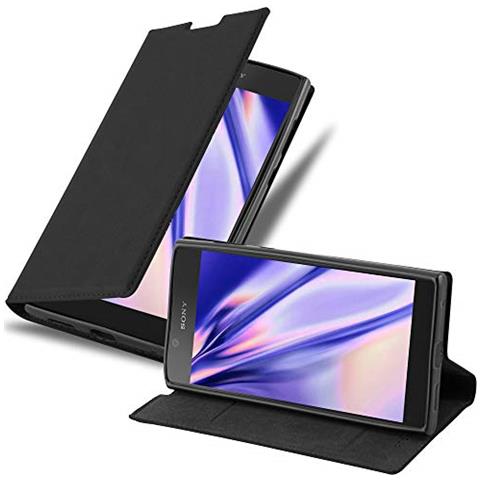 Custodia Compatibile Con Sony Xperia L1 In Nero Di Notte - Coperchio Protettiva Con Chiusura Magnetica, Funzione Stand E Tasca Per Le Carte - Foto 1