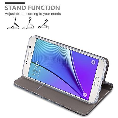 Custodia Compatibile Con Samsung Galaxy Note 5 In Blu Scuro Nero - Coperchio Protettiva Con Chiusura Magnetica, Funzione Stand E Tasca Per Le Carte - Foto 2