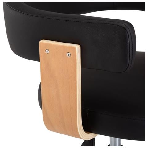 Sedia da Ufficio Girevole Nera in Legno Piegato e Similpelle - Foto 2