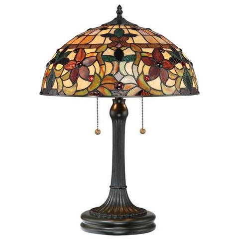 Lampada Da Tavolo Tiffany A 2 Luci Vintage Bronzo, E27 - Foto 1