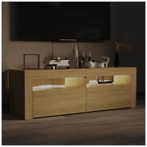 Mobile Porta TV con Luci LED Rovere Sonoma 120x35x40 cm - Foto 2