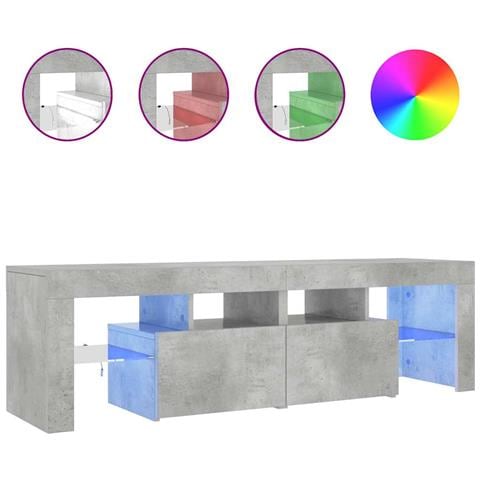 Mobile Porta TV con Luci LED Grigio Cemento 140x36,5x40 cm - Foto 2