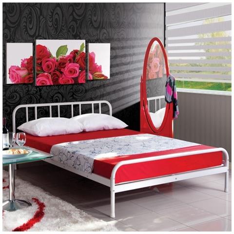 Letto Matrimoniale Genoa In Metallo Bianco - Foto 1