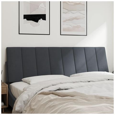 Cuscino Testiera Grigio Scuro 160 Cm In Velluto - Foto 3