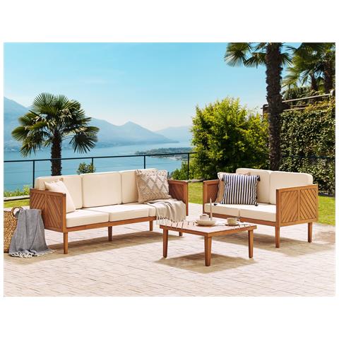 Salotto Da Giardino 5 Posti Con Tavolino Legno Acacia Chiaro E Beige Chiaro Baratti - Foto 1