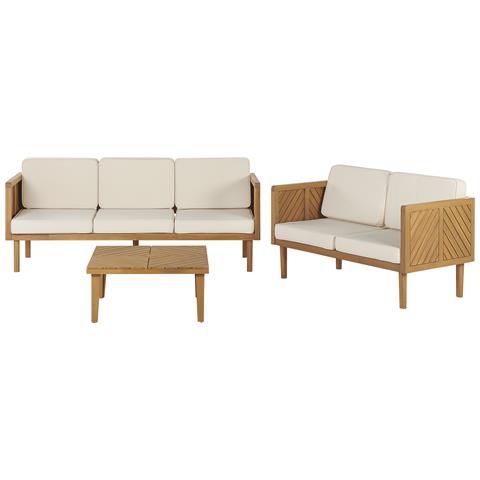 Salotto Da Giardino 5 Posti Con Tavolino Legno Acacia Chiaro E Beige Chiaro Baratti - Foto 8