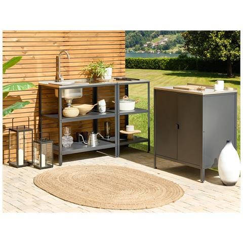 Isola Per Cucina Esterna Con Lavello Vilama Metallo Nero - Foto 1