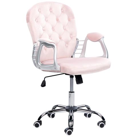 Sedia Da Scrivania Princess Velluto Rosa Pastello - Foto 2