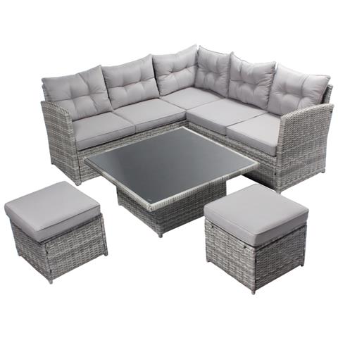 Set Di Mobili Da Giardino Viana 5 Posti Grigio - Foto 1