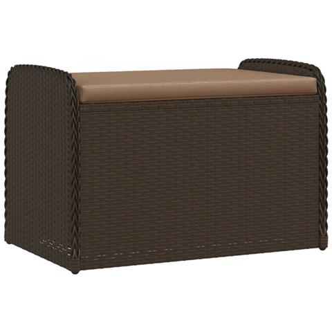 Cassapanca Con Cuscino Marrone 80x51x52 Cm In Polyrattan - Foto 1