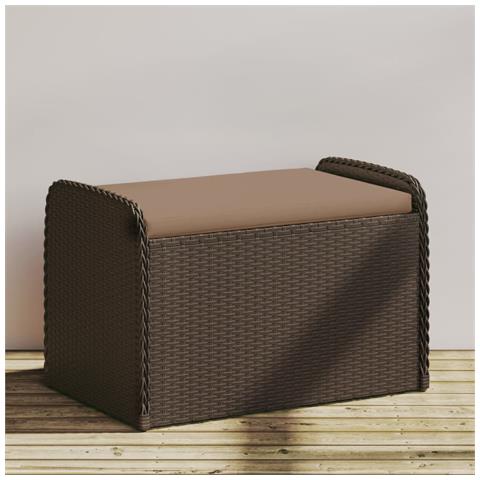 Cassapanca Con Cuscino Marrone 80x51x52 Cm In Polyrattan - Foto 8