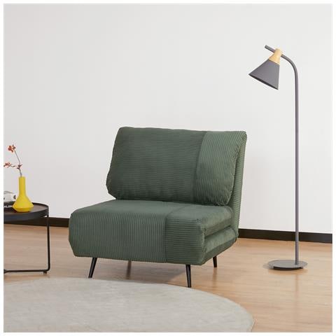 Poltrona Letto 2 In 1 Singola, Schienale Regolabile Su 3 Livelli E Imbottito, Struttura In Legno E Acciaio - Foto 2