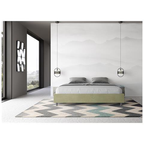Letto Sommier Contenitore Imbottito 200x210 Microfibra Tè Verde Azelia - Foto 2