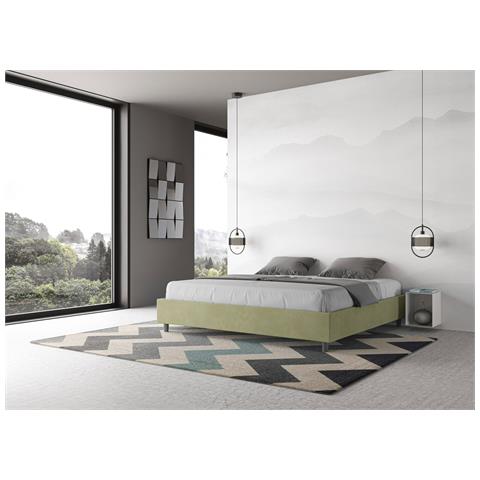 Letto Sommier Contenitore Imbottito 200x210 Microfibra Tè Verde Azelia - Foto 3