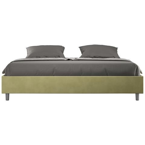 Letto Sommier Contenitore Imbottito 200x210 Microfibra Tè Verde Azelia - Foto 1