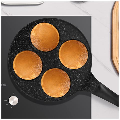 Padella Da Pancake 26 Cm Per 4 Persone Manico Ergonomico, Nero - Foto 2