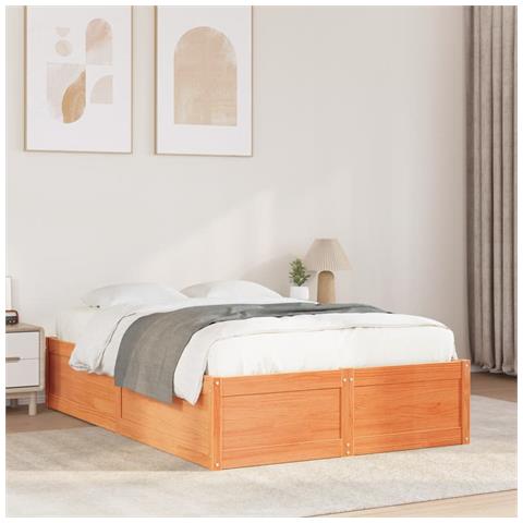 Letto Senza Materasso Marrone Cera 120x190 Cm In Legno Di Pino - Foto 1