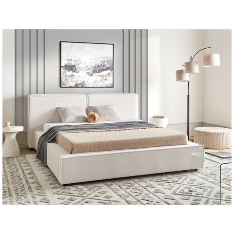 Letto Tessuto Linards 160 X 200 Cm Bianco Sporco - Foto 1