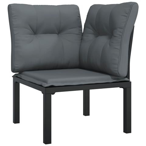 Set Salotto da Giardino 7 pz Nero e Grigio in Polyrattan - Foto 2