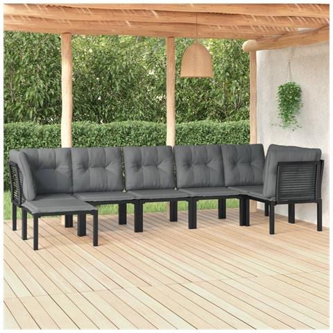 Set Salotto da Giardino 7 pz Nero e Grigio in Polyrattan - Foto 10