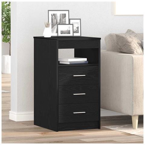 Cassettiera Rovere Nero 40x50x76 cm in Legno Multistrato - Foto 1