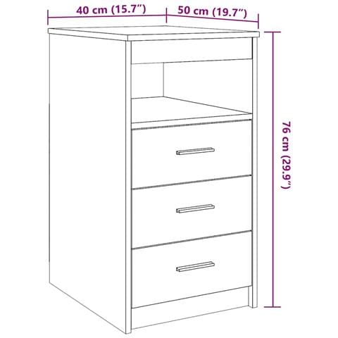 Cassettiera Rovere Nero 40x50x76 cm in Legno Multistrato - Foto 9