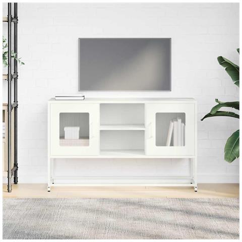 Mobile Tv Bianco 100,5x39x60,5 Cm In Acciaio - Foto 3