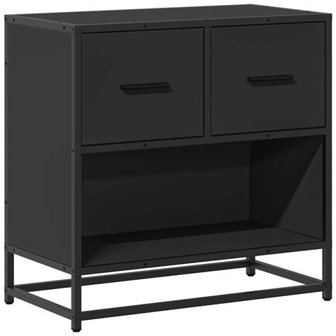 Comodino Nero 60x31x60 Cm In Legno Multistrato E Metallo - Foto 2