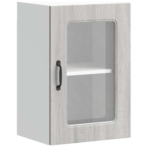 Pensile Da Cucina Con Porta In Vetro Kalmar Grigio Sonoma - Foto 2