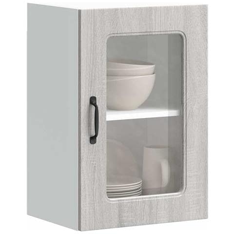 Pensile Da Cucina Con Porta In Vetro Kalmar Grigio Sonoma - Foto 1