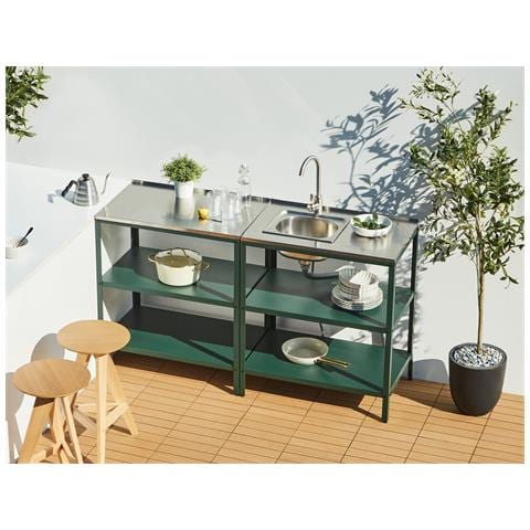 Isola Per Cucina Da Esterno In Acciaio Verde 80 X 50 X 92 Cm Vilama - Foto 1